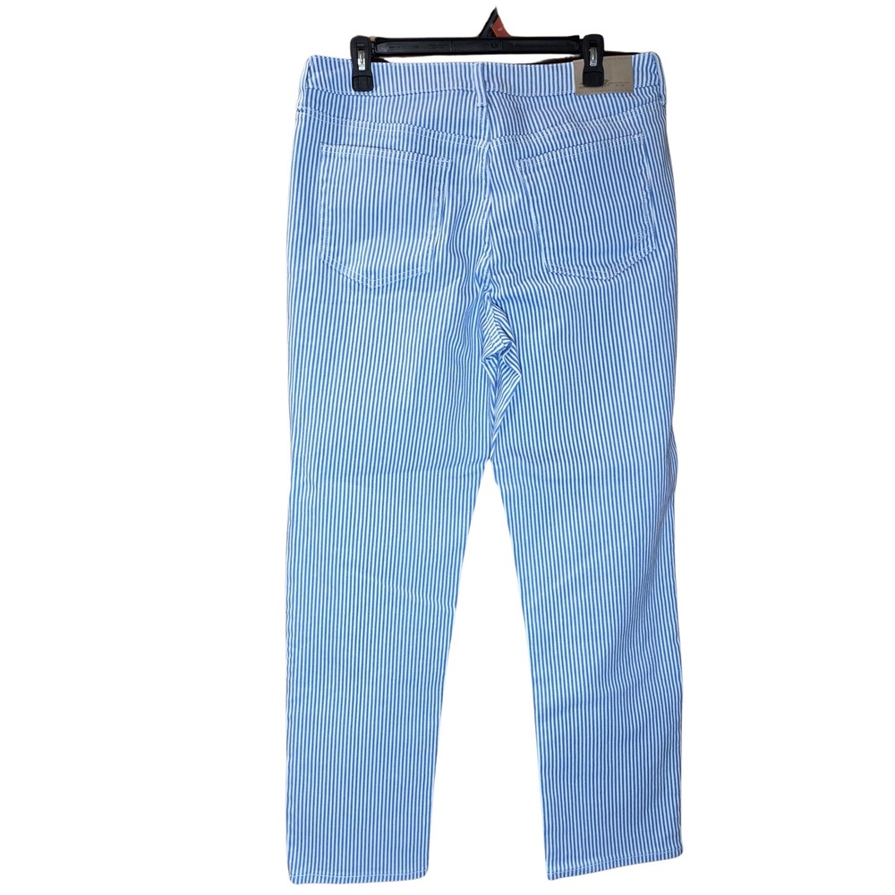 Seven7 Striped Jeans Blue White‎ 90's Straight Leg Hi Rise Denim Casual Size 10 - Picture 2 of 5